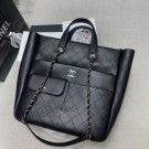 Chanel Quilted Calfskin Pocket Large Zipped Shopping Bag AS1299 Black 2020 Collection AQ01816