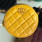 Chanel Quilted Lambskin Chain CC Round Clutch with Chain AP0725 Yellow 2019 Collection AQ01112