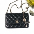 Chanel Quilted Leather Wallet on Chain WOC Crystal Ball AP1450 Black 2020 Collection AQ03360