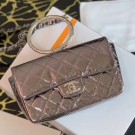 Chanel Quilted Metallic Leather Flap Bag with Ring Top Handle AS1665 Silver 2020 Collection AQ02981