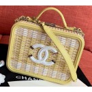 Chanel Rattan/Patent Calfskin CC Filigree Vanity Case Medium Bag A93343 Yellow 2019 AQ01948