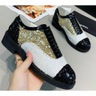 Chanel Sequins and Patent Calfskin Lace-Ups G36208 Gold/White/Black 2020 AQ00636