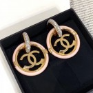 Chanel Short Hoop Earrings AB1308 Crystal/Pink 2019 Collection AQ02380