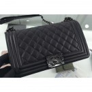 Chanel So Black Medium Boy Flap Bag in Caviar Leather AQ01418