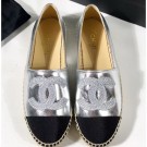 Chanel Stitching CC Logo Espadrilles Silver AQ00578