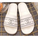 Chanel Striped and CC Logo Mules Slides Slipper Sandals White 2019 AQ04224