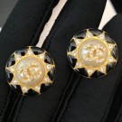 Chanel Sunflower Round Stud Earrings AB2025 Gold/Black 2019 Collection AQ03543