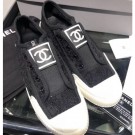 Chanel Vintage CC Logo Sneakers Lace Black 2019 AQ00820