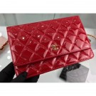 Chanel Wallet On Chain WOC Bag in Patent Leather Red/Gold AQ02177