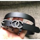 Chanel Width 2cm Leather Belt with Crystal Buckle Black 03 2020 Collection Belt AQ02424