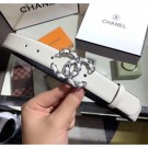 Chanel Width 3cm Smooth Leather Belt with Chain CC Buckle White/Silver 2020 Collection AQ01751