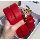 Chanel Width 3cm Smooth Leather Belt with Multicolor Crystal CC Buckle Red 2020 Collection AQ01594