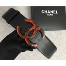 Chanel Width 5.3cm Leather Belt Black with Resin CC Logo Belt AQ00614