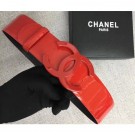 Chanel Width 5.3cm Patent Leather Belt Red with CC Logo AQ03120