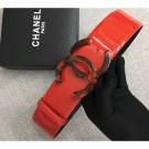 Chanel Width 5.3cm Patent Leather Belt Red with Resin CC Logo AQ00553