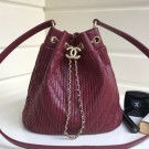 Cheap Chanel Chevron Pleated Bucket Bag Burberrygundy 2019 Collection AQ00530