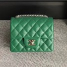 Cheap Chanel Classic Flap Mini Bag A1115 in Caviar Leather Green with Silver Hardware AQ04170