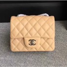 Cheap Chanel Classic Flap Mini Bag A1115 in Lambskin Leather Apricot with Silver Hardware AQ00632