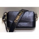 Cheap Chanel Crocodile Embossed Calfskin Gabrielle Clutch With Chain Bag A94505 Black 2019 AQ03537