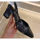 Cheap Chanel Heel 6.5cm Slingbacks G31318 Logo Black 2020 AQ03631