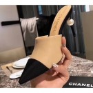 Cheap Chanel Pearl Heel 8.5cm Mules G32100 Apricot 2019 AQ02011