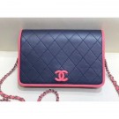 Copy Best Chanel Lambskin Wallet On Chain WOC Bag AP0059 Navy Blue 2019 AQ02002