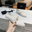 Copy Chanel Calfksin Chain Charm Loafers G36420 White 2020 Collection AQ03316