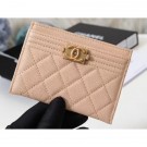 Copy Chanel Caviar Leather Boy Card Holder A84431 Apricot AQ00599