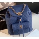 Copy Chanel Caviar Leather Vintage Duma Backpack Bag AS1371 Navy Blue 2020 AQ03956