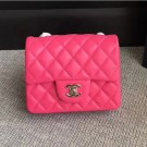 Copy Chanel Classic Flap Mini Bag A1115 in Lambskin Leather Hot Pink with Silver Hardware AQ02975