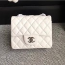 Copy Chanel Classic Flap Mini Bag A1115 in Lambskin Leather White with Silver Hardware AQ02235