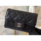 Copy Chanel Classic Small Card Holder AP0214 Grained Calfskin Black/Silver AQ02398