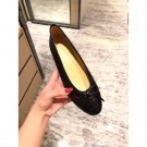 Copy Chanel Crocodile Pattern Classic Bow Ballerinas Flats Black 01 AQ01333