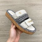 Copy Chanel Flat Cord Slide Sandals G34603 White/Black 2019 Collection AQ01000