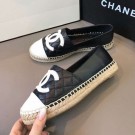 Copy Chanel Quilted Calfskin Flat Espadrilles G29762 Black/White 2020 Collection AQ04163