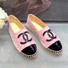 Copy Chanel Tweed Patent Leather Flat Espadrille G29762 Pink 2019 Collection AQ01781