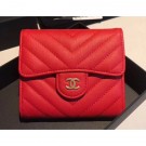 Copy Hot Chanel Chevron Small Flap Wallet Red 2018 AQ00860