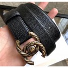 Copy Top Chanel Width 3cm Braided CC Logo Buckle Leather Belt Grained Black/Gold Belt AQ02262