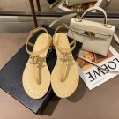 Designer Chanel Chain CC Logo Thong Sandals aprcot 2020 AQ00602