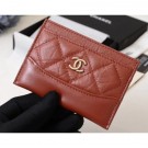 Fake 1:1 Chanel Aged Calfskin Gabrielle Card Holder A84386 Brick Red AQ02887