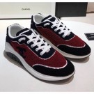 Fake 1:1 Chanel Terry-cloth & Goatskin Classic Sneaker Deep Red/Black 2020 Collection AQ02371