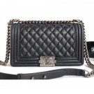 Fake Chanel Caviar Leather Boy Flap Medium Bag Black/Silver AQ01726