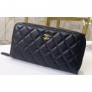 Fake Chanel Classic Long Zipped Wallet 31507 Lambskin Black/Gold AQ02851