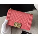 Fake Chanel Original Quality caviar small Boy Bag pink With gold Hardware AQ04321