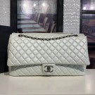 Fake Chanel Quilted Calfskin Maxi Classic Flap Boarding Bag A91169 White 2020 Collection AQ02146