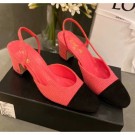 Fake Chanel Tweed Slingbacks G31318 Peach/Black 2020 Collection AQ01092