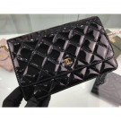 Fake Chanel Wallet On Chain WOC Bag in Patent Leather Black/Gold AQ03815