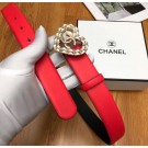 Fake Chanel Width 3cm Chain Heart CC Logo Buckle Leather Belt Red/White Belt AQ04216