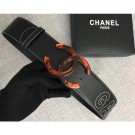 Fake Chanel Width 5.3cm Leather Belt Black Gabrielle with Resin CC Logo AQ00960