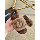 Fake Chanel Wool Flat Sandals Brown 2020 AQ03025